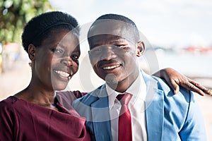 Black African man and woman happy portrait