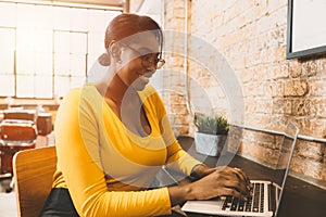 Black African women in business office employee working happy smile