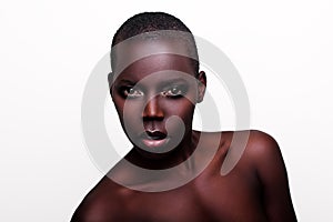 Black African young fashion model studio portrait