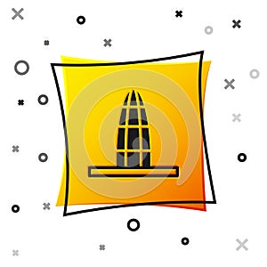 Black Agbar tower icon isolated on white background. Barcelona, Spain. Yellow square button. Vector