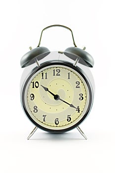 Black Alarm clock isolated on white background