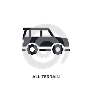 black all terrain isolated vector icon. simple element illustration from transport-aytan concept vector icons. all terrain