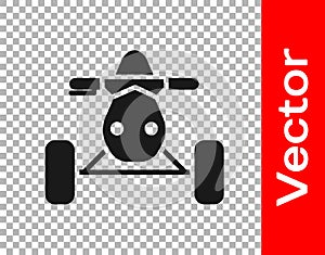 Black All Terrain Vehicle or ATV motorcycle icon isolated on transparent background. Quad bike. Extreme sport. Vector