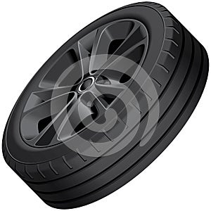 Black alloy wheel isolated