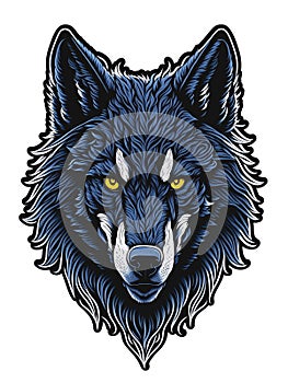 Black alpha wolf head isolated sticker