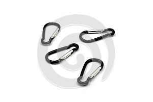 Black aluminium alloy carabiner for camping and outdoor activities