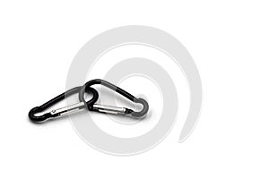 Black aluminium alloy carabiner for camping and outdoor activities