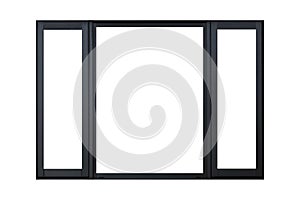 Black aluminium window frame isolated