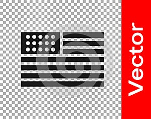 Black American flag icon isolated on transparent background. Flag of USA. United States of America. Vector Illustration