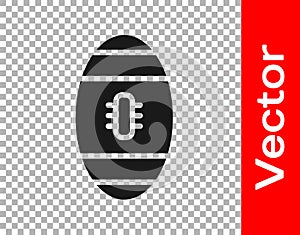 Black American Football ball icon isolated on transparent background. Rugby ball icon. Team sport game symbol. Vector