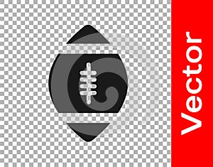Black American Football ball icon isolated on transparent background. Rugby ball icon. Team sport game symbol. Vector