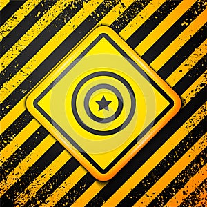 Black American star shield icon isolated on yellow background. United States of America country flag. 4th of July. USA