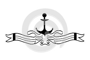 Black anchor emblem. Vector illustration.