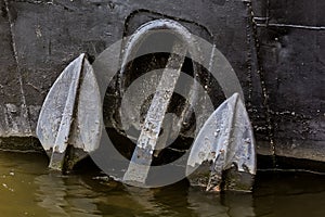 Black anchor into watter