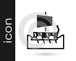 Black Ancient Greek trireme icon isolated on white background. Vector