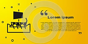 Black Ancient Greek trireme icon isolated on yellow background. Vector