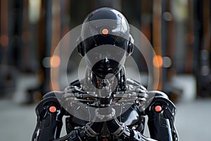 black android with hands clasped in praying gesture