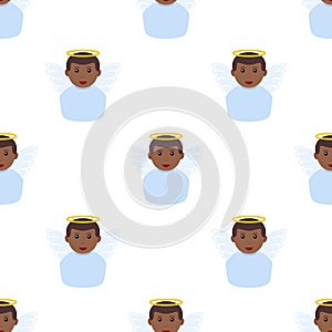 Black Angel Boy Avatar Seamless Pattern