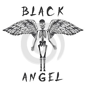 Black angel like a skeleton