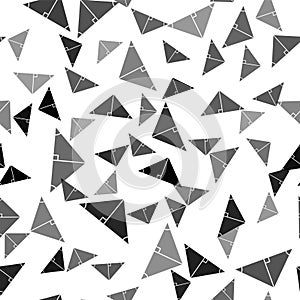 Black Angle bisector of a triangle icon isolated seamless pattern on white background. Vector