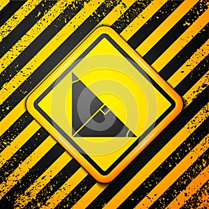 Black Angle bisector of a triangle icon isolated on yellow background. Warning sign. Vector