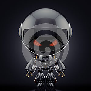 Black angry robot toy, 3d rendering