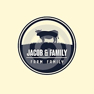 black angus logo design template. cow farm logo design