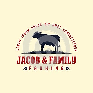 black angus logo design template. cow farm logo design