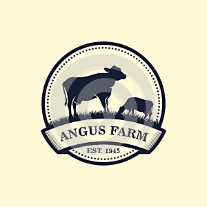 black angus logo design template. cow farm logo design