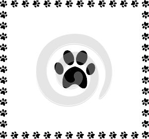 Black animal pawprint icon framed with paw prints border