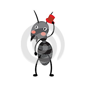 A black ant with red hat.