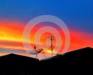 Black antenna satellite dish