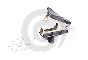 A black antistapler with staples