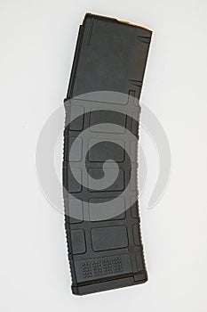 Black AR15 high capacity magazine.