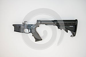 Black AR15 isolated on white background.