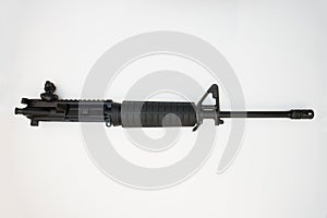 Black AR15 isolated on white background.