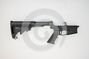 Black AR15 isolated on white background.