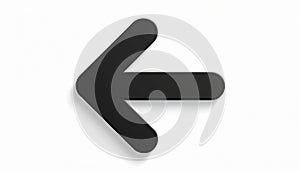 Black arrow icon pointing left. Simple graphic design element. Symbol for direction navigation interface button. Modern