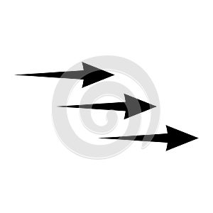 Black arrow showing air flow. Vector icon for design and applications isolated