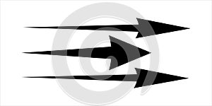 Black arrow showing air flow. Vector icon for design and applications isolated