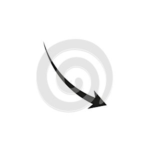 Black arrow with a smooth, curved design, resembling a semicircular shape. photo