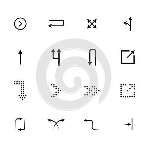 Black arrows icon set, pointers for navigation. Vector symbol for web design