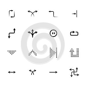 Black arrows icons set, pointers for navigation. Vector symbol for web design