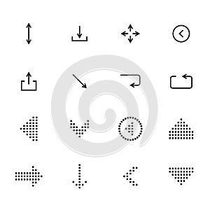 Black arrows icons set, pointers for navigation. Vector symbol for web design