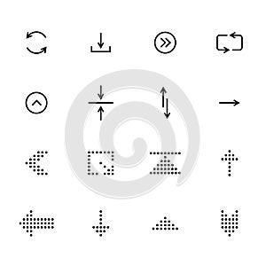 Black arrows icons set, pointers for navigation. Vector symbol for web design