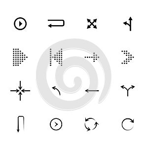 Black arrows icons set, pointers for navigation.