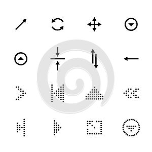 Black arrows icons set, pointers for navigation. Vector symbol for web design