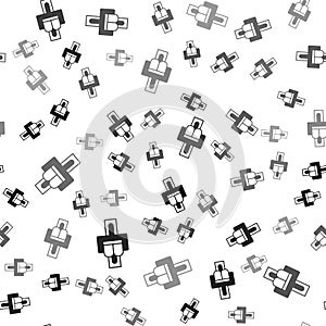 Black Attraction carousel icon isolated seamless pattern on white background. Amusement park. Childrens entertainment