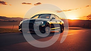 Black Audi Rs4 At Sunset: Rich And Immersive Portraiture