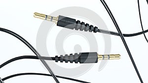 black Audio cable isolated on white background